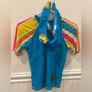 Girls Blue Swim Set Rash Guard - 2 Piece - Kids - Swimming - 100% Cotton